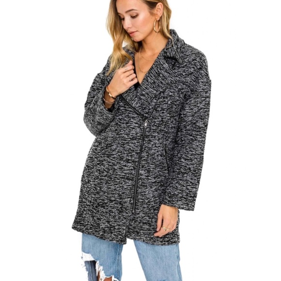 ASTR Marled Coat In Black & White - Picture 4 of 4